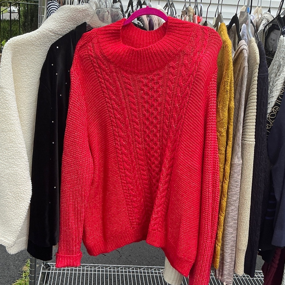 LOFT Vibrant Red Cowl Neck Sweater